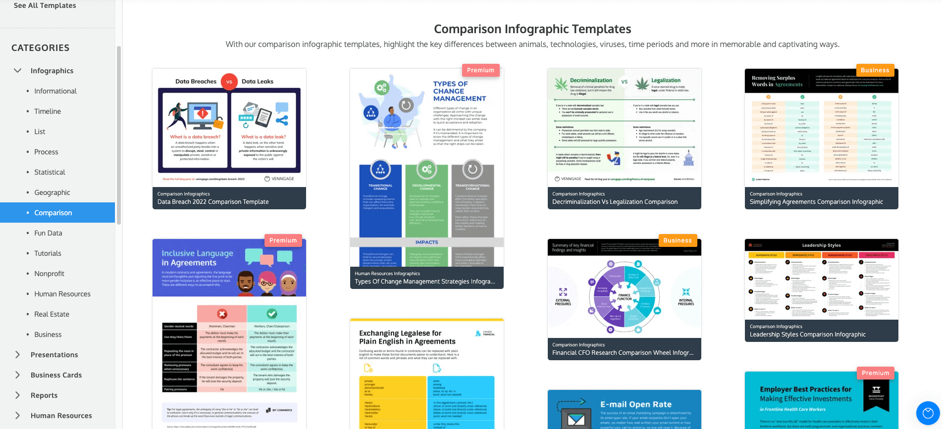 comparison infographic templates Venngage collection