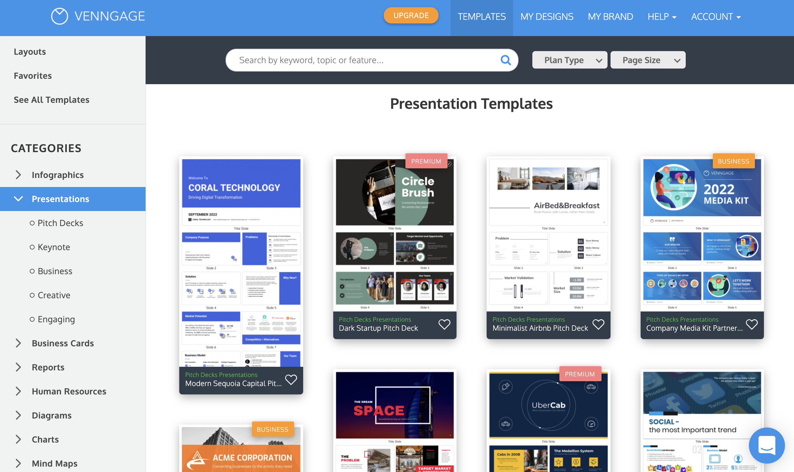 Venngage vs PowerPoint Venngage Presentation Templates Page